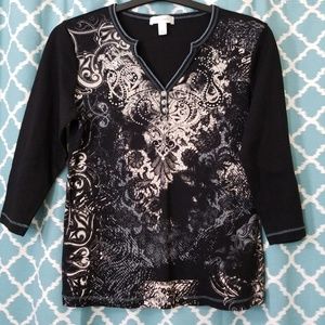 Dressbarn 3/4 Sleeve Sequence Top size LG